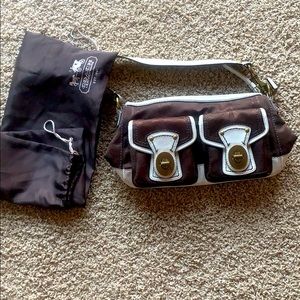 Brown and cream coach purse blue int Used like new